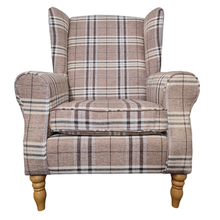 Oxford Brown Tartan Wingback Armchair