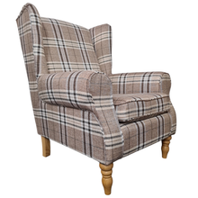 Oxford Brown Tartan Wingback Armchair