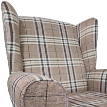 Oxford Brown Tartan Wingback Armchair