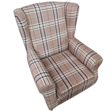 Oxford Brown Tartan Wingback Armchair