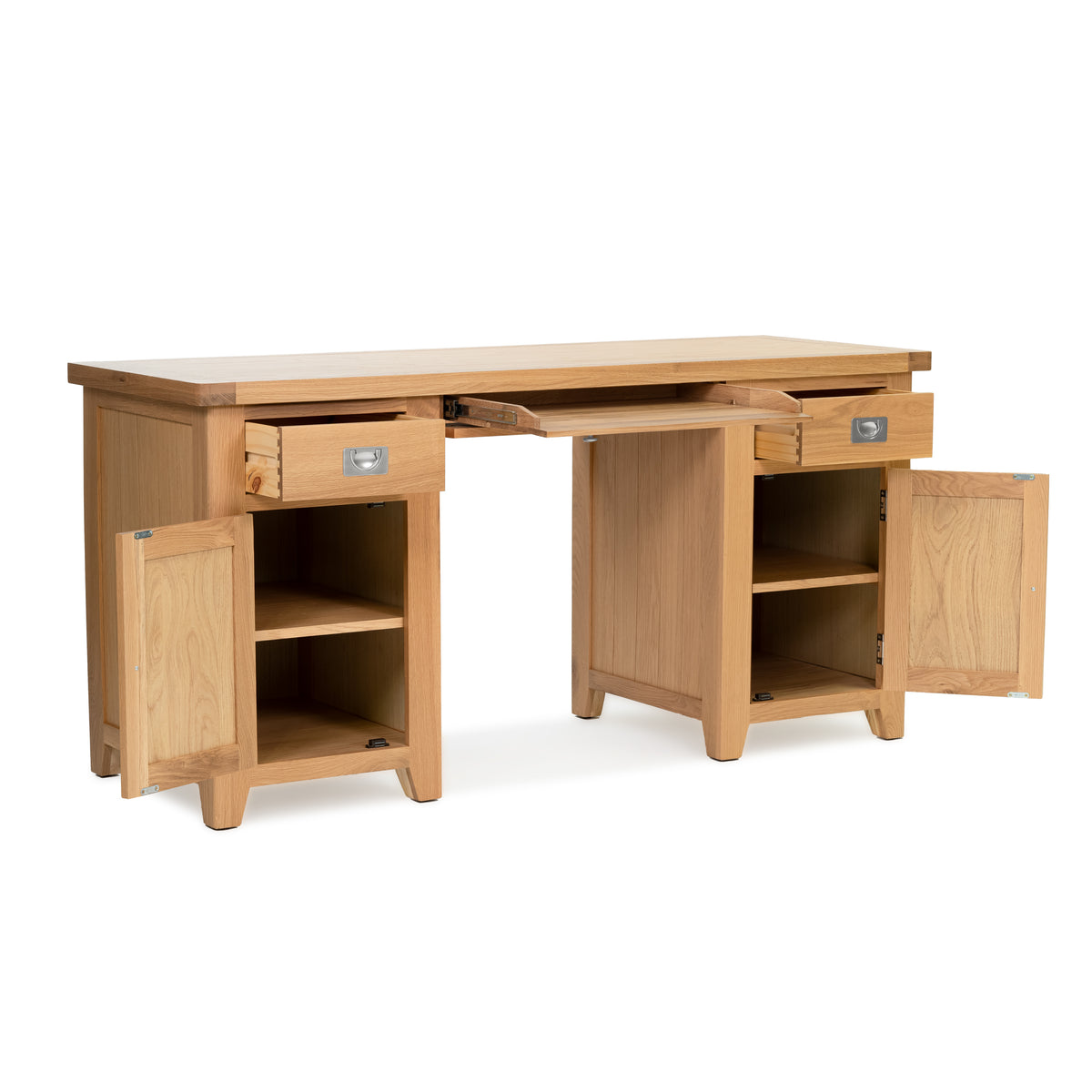 Gloucester Oak Double Pedestal Desk HomePlus Furniture