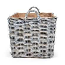 Whitewash Rattan Square Wicker Storage Basket | Medium
