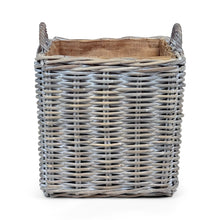 Whitewash Rattan Square Wicker Storage Basket | Medium