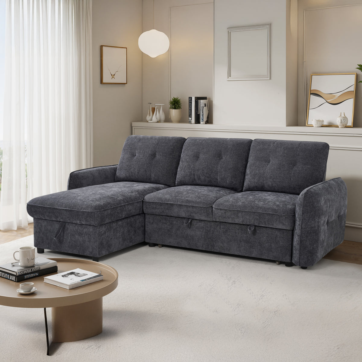 Brunswick 3 Seater Modular Pull Out Sofa Bed | Dark Grey – HomePlus ...
