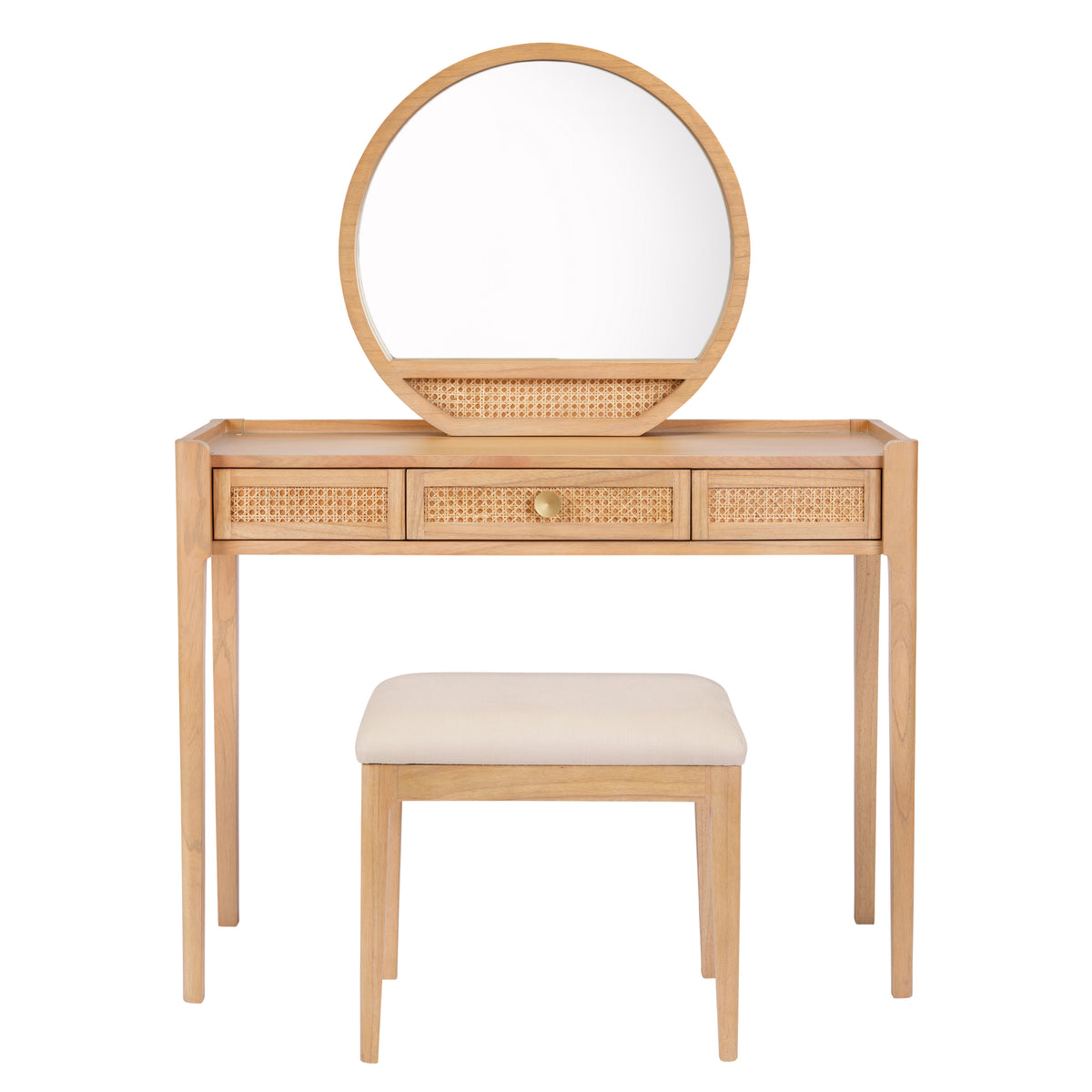 Bali Rattan Dressing Table, Mirror & Stool Set HomePlus Furniture