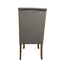 Lucy Velvet Winged Buttoned Dining Chair | Light Grey