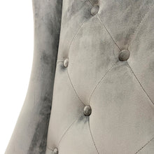 Lucy Velvet Winged Buttoned Dining Chair | Light Grey