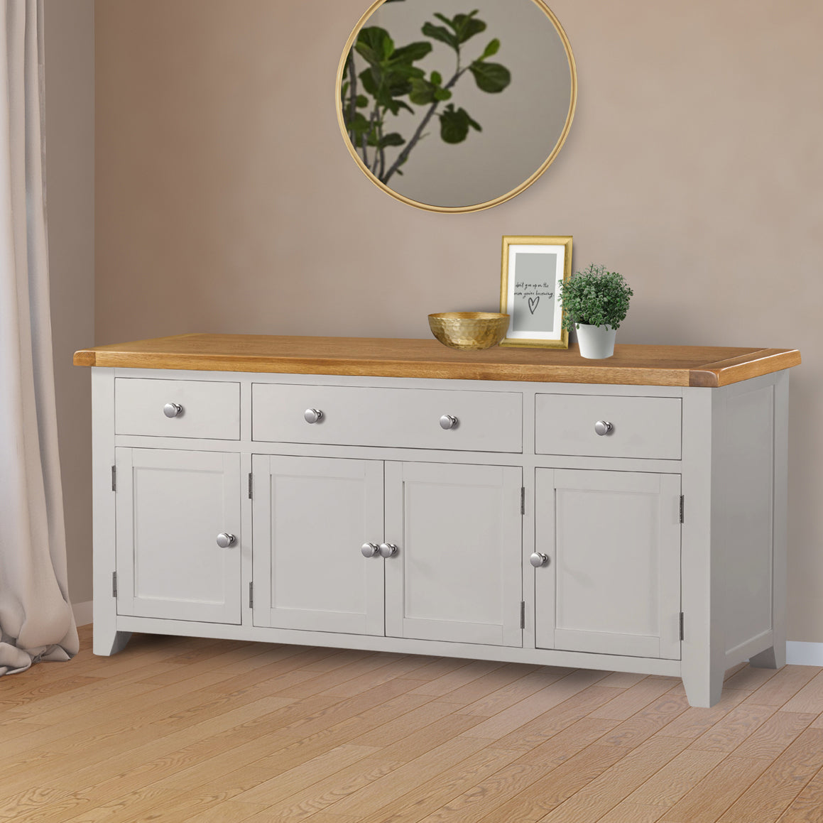 Cambridge Grey Painted Oak Door Drawer Sideboard – HomePlus