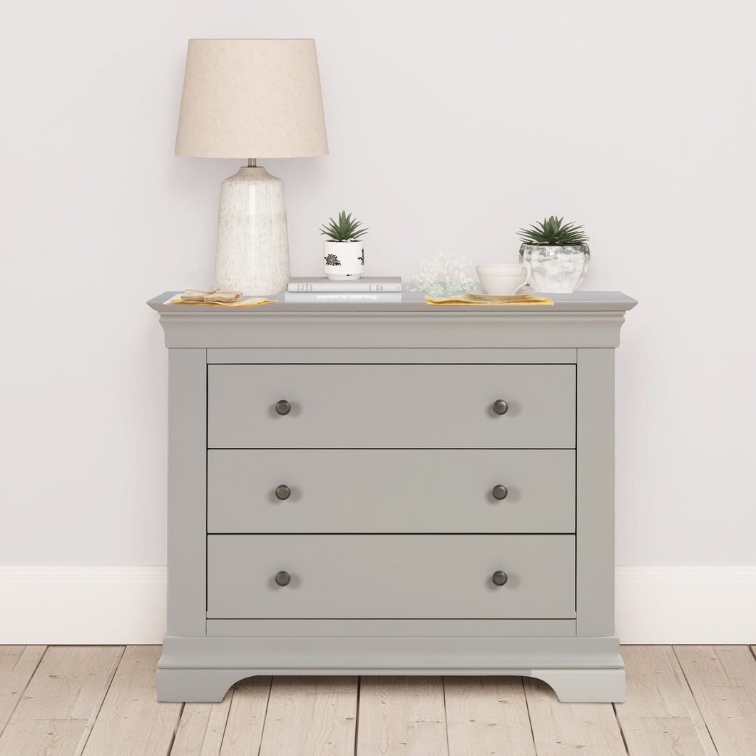 Chantilly Pebble Grey 3 Drawer Chest HomePlus Furniture Chantilly Pebble Grey 3 Drawer Chest HomePlus Furniture