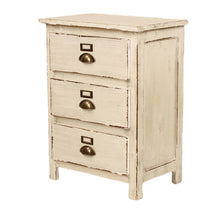Heritage Distressed White 3 Drawer Bedside
