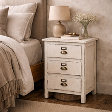 Heritage Distressed White 3 Drawer Bedside