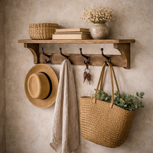 Heritage Natural Storage Shelf and Hooks