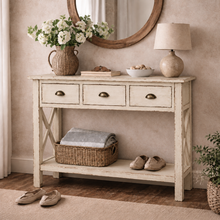Heritage Distressed White Console Table