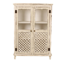 Heritage Distressed White Glass Display Cabinet