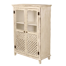Heritage Distressed White Glass Display Cabinet
