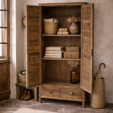 Heritage Natural Two Drawer Tall Cupboard