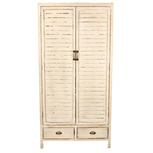 Heritage Distressed White Two Drawer Tall Cupboard