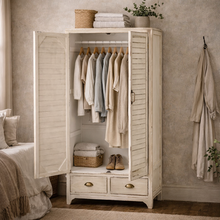 Heritage Distressed White Wardrobe