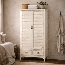 Heritage Distressed White Wardrobe