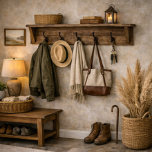 Heritage Natural Cloakroom Shelf and Hooks
