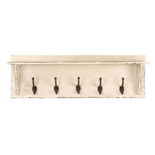 Heritage Distressed White Cloakroom Storage Shelf and Hooks