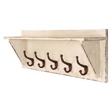 Heritage Distressed White Cloakroom Storage Shelf and Hooks