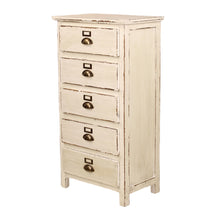 Heritage Distressed White 5 Drawer Tall Chest