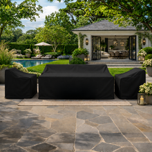 Miami Garden 3 Seater Sofa Dining Set with Rising Table, Armchairs and Stools