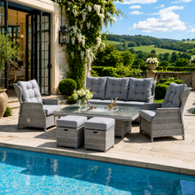 Archie Garden 6 Piece Reclining Sofa Dining Set with Rising Table & Ice Bucket