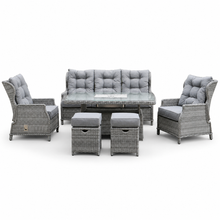 Archie Garden 6 Piece Reclining Sofa Dining Set with Rising Table & Ice Bucket