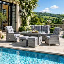 Archie Garden 6 Piece Reclining Sofa Dining Set with Rising Table & Ice Bucket