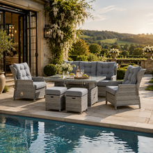 Archie Garden 6 Piece Reclining Sofa Dining Set with Rising Table & Ice Bucket
