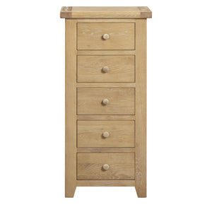 Bath Whitewash Oak Tall 5 Drawer Chest