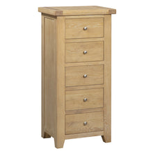 Bath Whitewash Oak Tall 5 Drawer Chest