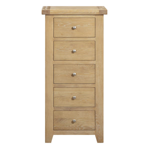Bath Whitewash Oak Tall 5 Drawer Chest