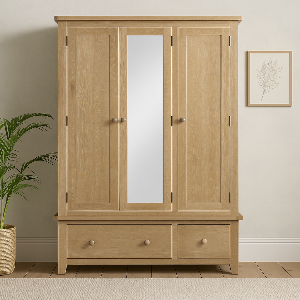Bath Whitewash Oak Triple Wardrobe
