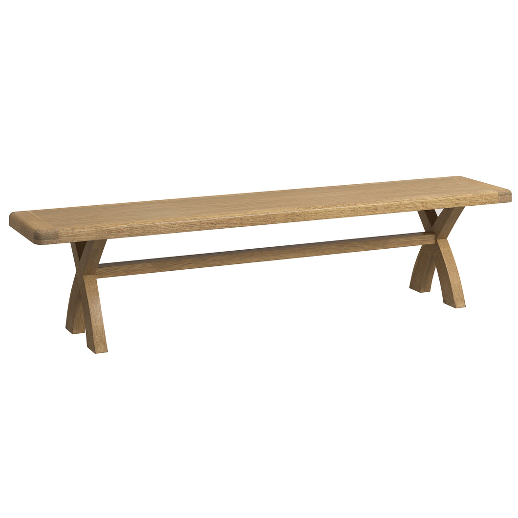 Raithwaite Rustic Oak 2m Cross Leg Bench