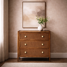 Lombok Walnut Rattan 3 Drawer Chest