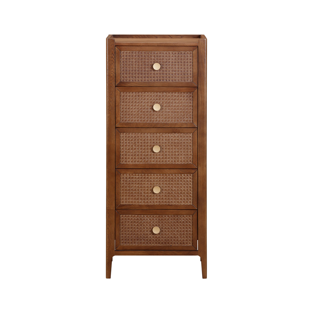 Lombok Walnut Rattan 5 Drawer Tall Chest – HomePlus Furniture