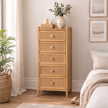 Bali Rattan 5 Drawer Tall Chest