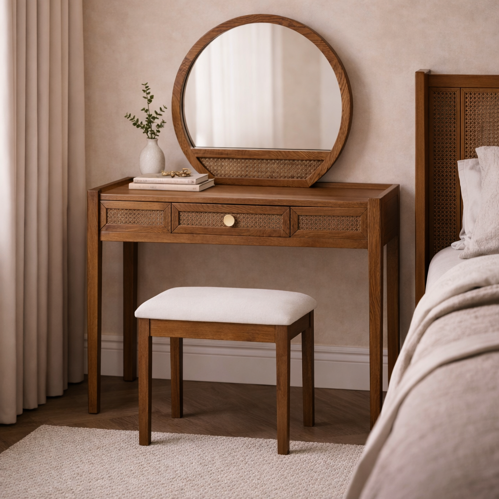 brown dressing table with mirror TOPACC Western Super Concho Silver Longhorn Cow Bull Brown Country Bel main image 1