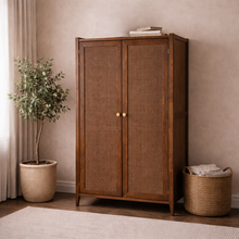 Lombok Walnut Rattan Full Hanging Wardrobe
