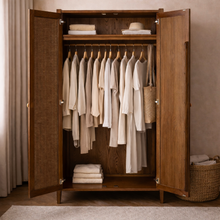 Lombok Walnut Rattan Full Hanging Wardrobe