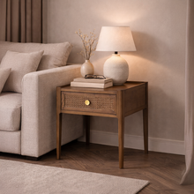 Lombok Walnut Rattan Lamp Table
