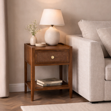 Lombok Walnut Rattan Side Table