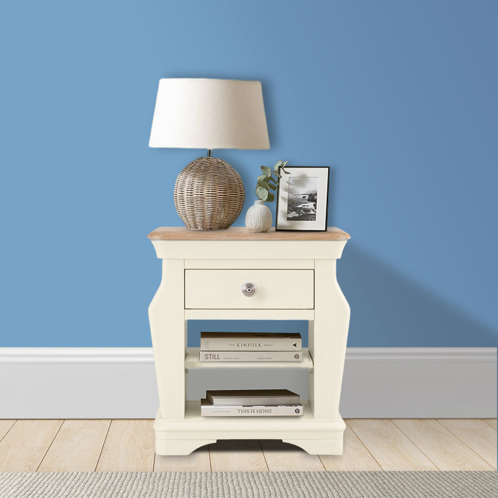Brighton Warm White Painted Lamp Table with Magazine Holder