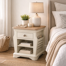Brighton Warm White Painted Lamp Table with Magazine Holder - Grade B