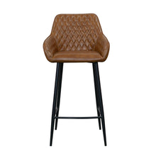 Harold Faux Leather Quilted Bar Stool | Tan