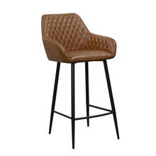 Harold Faux Leather Quilted Bar Stool | Tan