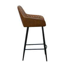 Harold Faux Leather Quilted Bar Stool | Tan